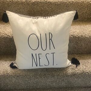 Rae Dunn Cream and Black 'Our Nest' Pillow